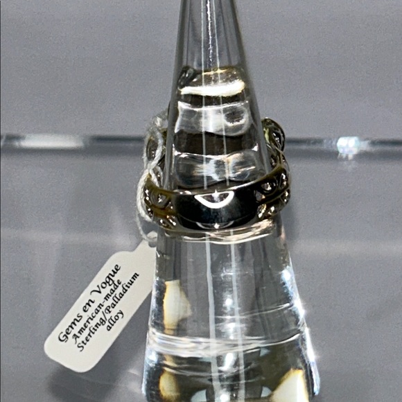 NWT Gems En Vogue Sterling Palladium 14K Accent Ammolite London Blue Topaz Ring - Picture 4 of 8